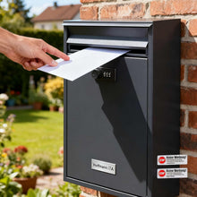 Lade das Bild in den Galerie-Viewer, Briefkasten mit Edelstahl Namensschild Wandbriefkasten Postkasten briefkästen mit Zahlenschloss ((8,5 x 26 x 35 cm))