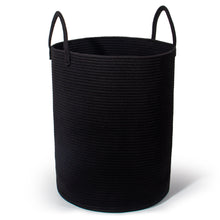 Lade das Bild in den Galerie-Viewer, Wäschekorb mit Henkel, Spielzeug Aufbewahrung, Aufbewahrungsbox Geflochten, Wäschesammler Groß, Aufbewahrungskorb Kinderzimmer(Schwarz, D 38 x H 50 CM))