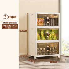 Lade das Bild in den Galerie-Viewer, 33L x 3, Faltbare Aufbewahrungsbox mit Deckel,Aufbewahrungsregal mit boxen,Stapelboxen,Kunststoffbox mit Türen49.5*31.5*84.5cm