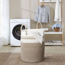 Lade das Bild in den Galerie-Viewer, Wäschekorb mit Henkel, Spielzeug Aufbewahrung, Aufbewahrungsbox Geflochten, Wäschesammler Groß, Aufbewahrungskorb Kinderzimmer(Braun2, D 38 x H 50 CM))