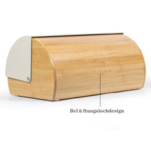 Lade das Bild in den Galerie-Viewer, Brotkasten Metall Holz, Brotbox Schwarz, Brot Aufbewahrungsbox groß, Brotkorb mit Deckel, Bread Box Küche, Brotbeutel (cream-39cm)