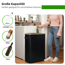 Lade das Bild in den Galerie-Viewer, 140L Pfandflaschen Sammelbehälter mit Deckel & XXL Tragetaschen, Flaschensammler für Leergut & Altglas, 2 Fächer Organizer mit Lochdesign, Recycling Behälter für Küche & Abstellraum, Schwarz