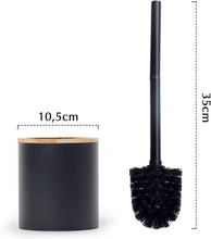 Lade das Bild in den Galerie-Viewer, Klobürste Holz, Toilettenbürste in Edelstahl, WC Bürsten & Halter, Badezimmer Set, Bürstengarnitur, Klobürstenhalter, Klobesen (Schwarz)