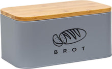 Lade das Bild in den Galerie-Viewer, Brotbox mit Deckel, Großer Knäckebrot Box aus Metall, Brotaufbewahrungsbox , Brot,Kekse Lange Aufbewahren und Trocken Halten( Grau-30cm)