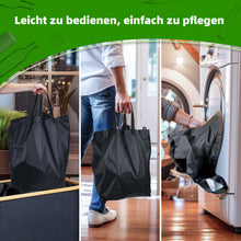 Lade das Bild in den Galerie-Viewer, 140L Pfandflaschen Sammelbehälter mit Deckel & XXL Tragetaschen, Flaschensammler für Leergut & Altglas, 2 Fächer Organizer mit Lochdesign, Recycling Behälter für Küche & Abstellraum