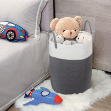 Lade das Bild in den Galerie-Viewer, Wäschekorb mit Henkel, Spielzeug Aufbewahrung, Aufbewahrungsbox Geflochten, Wäschesammler Groß, Aufbewahrungskorb Kinderzimmer (Dunkelgrau, D 38 x H 50 CM)