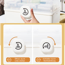 Lade das Bild in den Galerie-Viewer, Aufbewahrungsbox Medikamenten Aufbewahrung Medizinbox Apothekenbox HausapothekeBox Groß, Tragbar, Kindersicherung, 3 Treppenabteile(Open Weiß-39cm)