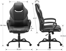 Lade das Bild in den Galerie-Viewer, Gaming Stuhl, Gaming Sessel, Ergonomischer mit Wippfunktion gepolsterter Rückenlehne höhenverstellbar Schreibtischstuhl (Schwarz)
