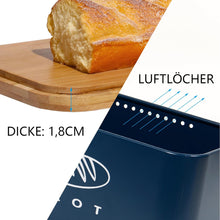 Lade das Bild in den Galerie-Viewer, Brotbox mit Deckel, Großer Knäckebrot Box aus Metall, Brotaufbewahrungsbox , Brot,Kekse Lange Aufbewahren und Trocken Halten(Dunkelblau-30cm)