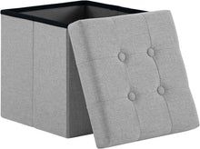 Lade das Bild in den Galerie-Viewer, Sitzhocker mit Stauraum, Fußhocker, Fußbank Truhen Aufbewahrungsbox faltbar belastbar Leinen(38 cm)