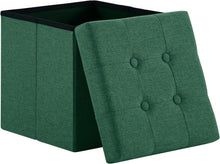 Lade das Bild in den Galerie-Viewer, Sitzhocker mit Stauraum, Fußhocker, Fußbank Truhen Aufbewahrungsbox faltbar belastbar Leinen(38 cm)