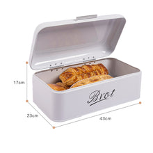 Lade das Bild in den Galerie-Viewer, Brotbox mit Deckel, Großer Knäckebrot Box aus Metall, Brot und Kekse Lange Aufbewahren und Trocken Halten, Retro Design 43cm*23cm*17cm (Weiß)
