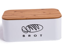 Lade das Bild in den Galerie-Viewer, Brotbox mit Deckel, Großer Knäckebrot Box aus Metall, Brotaufbewahrungsbox , Brot,Kekse Lange Aufbewahren und Trocken Halten(Weiß-30cm)