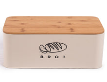 Lade das Bild in den Galerie-Viewer, Brotbox mit Deckel, Großer Knäckebrot Box aus Metall, Brotaufbewahrungsbox , Brot ,Kekse Lange Aufbewahren und Trocken Halten (Beige-42cm)