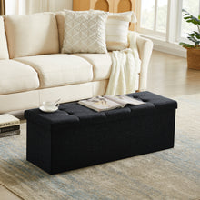 Lade das Bild in den Galerie-Viewer, Sitzbank mit Stauraum,Sitzhocker, Aufbewahrungsbox,faltbar,max.Belastbarkeit300kg,120 L,114x38x38cm,MDF-Platte und Leinenimitat.