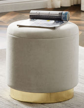 Lade das Bild in den Galerie-Viewer, Hocker Zylindrischer Samthocker mit Stauraum rund, Polsterhocker kleiner,Fußbank Hocker ,Maximale Belastung 150kg,Größe 37x37x41.5cm(Beige)