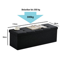 Lade das Bild in den Galerie-Viewer, Sitzbank mit Stauraum,Sitzhocker, Aufbewahrungsbox,faltbar,max.Belastbarkeit300kg,120 L,114x38x38cm,MDF-Platte und Leinenimitat.