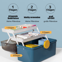 Lade das Bild in den Galerie-Viewer, Medikamenten Aufbewahrung, Medizinbox, Hausapotheke Box, Apothekenbox, Medizinkoffer Groß (BLUE-34cm)