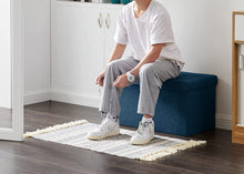 Lade das Bild in den Galerie-Viewer, Sitzbank,Fußhocker, Sitztruhe faltbar mit Stauraum belastbar bis 300 kg 76 x 38 x 38 cm«, MDF-Platte und Leinenimitat.(Marineblau)