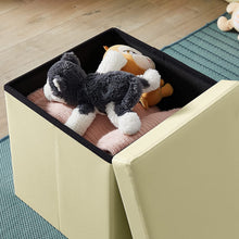 Lade das Bild in den Galerie-Viewer, Sitzwürfel mit Stauraum Fußbank Truhen Aufbewahrungsbox faltbar belastbar Kunstleder(Beige)