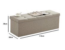 Lade das Bild in den Galerie-Viewer, Sitzbank mit Stauraum, Aufbewahrungsbox,faltbar,max.Belastbarkeit300kg,120 L,114x38x38cm,MDF-Platte und Leinenimitat.(Beige)