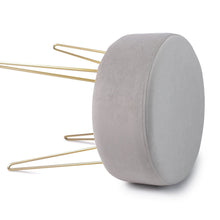 Lade das Bild in den Galerie-Viewer, Runder Sitzhocker Schminktisch Hocker Samt Ottoman Gepolsterter Hocker Metallstütze(37*45cm)