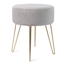 Lade das Bild in den Galerie-Viewer, Runder Sitzhocker Schminktisch Hocker Samt Ottoman Gepolsterter Hocker Metallstütze(37*45cm)