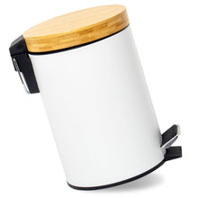 Lade das Bild in den Galerie-Viewer, Mülleimer Bad mit Holzdeckel, Kosmetikeimer mit Absenkautomatik (Soft Close), Badezimmer eimer, Abfalleimer Bad ( 3L)
