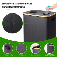 Lade das Bild in den Galerie-Viewer, 140L Pfandflaschen Sammelbehälter mit Deckel &amp; XXL Tragetaschen, Flaschensammler für Leergut &amp; Altglas, 2 Fächer Organizer mit Lochdesign, Recycling Behälter für Küche &amp; Abstellraum (Dunkelgrau)
