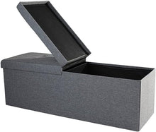 Lade das Bild in den Galerie-Viewer, Sitzbank mit Stauraum Sitzhocker Faltbar Sitztruhe belastbar, Deckel Abnehmbar, 114cm。
