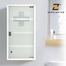 Lade das Bild in den Galerie-Viewer, Medizinschrank Abschließbar Hängend, Erste Hilfe Schrank, Arzneischrank aus Edelstahl Gross, Medikamentenschrank 57 x 27 x 12 cm((Weiß - 4Schichten))
