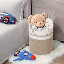 Lade das Bild in den Galerie-Viewer, Wäschekorb mit Henkel, Spielzeug Aufbewahrung, Aufbewahrungsbox Geflochten, Wäschesammler Groß, Aufbewahrungskorb Kinderzimmer（Braun2, D 38 x H 50 CM)）
