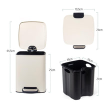 Lade das Bild in den Galerie-Viewer, Kosmetikeimer 6L, Mülleimer bad, Badmülleimer mit Deckel, (Soft Close) Tretmülleimer aus Metall für Badezimmer, WC, Schlafzimmer (Beige, 24 x 19,5 x 25 cm)
