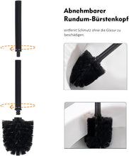 Lade das Bild in den Galerie-Viewer, Klobürste Holz, Toilettenbürste in Edelstahl, WC Bürsten &amp; Halter, Badezimmer Set, Bürstengarnitur, Klobürstenhalter, Klobesen (Schwarz)
