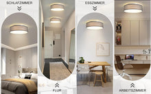 Lade das Bild in den Galerie-Viewer, Deckenlampe Deckenleuchte mit Stoff-Lampenschirm Wohnzimmerlampe Schlafzimmer Kinderzimmer Flur Lampe (Taupe,Ø38x12,5cm)
