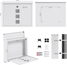 Lade das Bild in den Galerie-Viewer, Briefkasten mit Edelstahl Namensschild Weiß Wandbriefkasten Postkasten Briefkasten mit Schloss Mailbox inkl. 4 Schlüsseln Letter Box (Weiß 9.5 x 35 x 28 cm)
