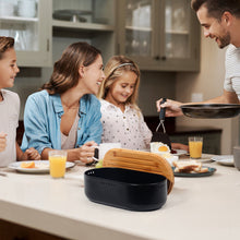 Lade das Bild in den Galerie-Viewer, Brotkasten mit Schneidebrett, Brotaufbewahrung mit Deckel, Brotbox aus Metall, Brotbeutel aus Leinen, Bread Box (Schwarz)
