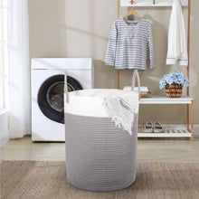Lade das Bild in den Galerie-Viewer, Wäschekorb mit Henkel, Spielzeug Aufbewahrung, Aufbewahrungsbox Geflochten, Wäschesammler Groß, Aufbewahrungskorb Kinderzimmer (D 38 x H 50 CM)

