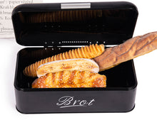 Lade das Bild in den Galerie-Viewer, Brotkasten mit Deckel, Großer Knäckebrot Box aus Metall, Brot und Kekse Lange Aufbewahren und Trocken Halten, Retro Design 43cm

