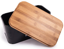 Lade das Bild in den Galerie-Viewer, Brotbox  mit Deckel, Großer Knäckebrot Box aus Metall, Brotaufbewahrungsbox , Brot,Kekse Lange Aufbewahren und Trocken Halten(Schwarz-30cm)
