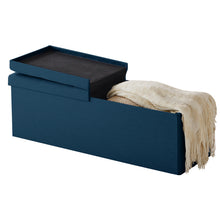 Lade das Bild in den Galerie-Viewer, Sitzbank mit Stauraum Faltbar Sitztruhe belastbar bis 300 kg, Deckel Abnehmbar, 114x38x38 cm Marineblau
