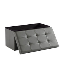 Lade das Bild in den Galerie-Viewer, Sitzbank,Fußhocker, Sitztruhe faltbar mit Stauraum belastbar bis 300kg 76 x 38 x 38 cm«, Aus MDF-Platte und Kunstleder. (Kunstleder-Grau)
