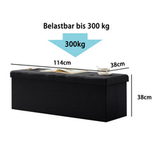 Lade das Bild in den Galerie-Viewer, Sitzbank mit Stauraum Sitzhocker Faltbar Sitztruhe belastbar, Deckel Abnehmbar, 114cm。
