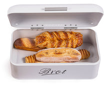 Lade das Bild in den Galerie-Viewer, Brotbox  mit Deckel, Großer Knäckebrot Box aus Metall, Brot und Kekse Lange Aufbewahren und Trocken Halten, Retro Design 43cm*23cm*17cm (Weiß)
